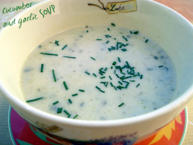 Cucumber and garlic soup by Laka kuharica: aromatic, delicate and velvety smooth soup is delicious hot or cold.