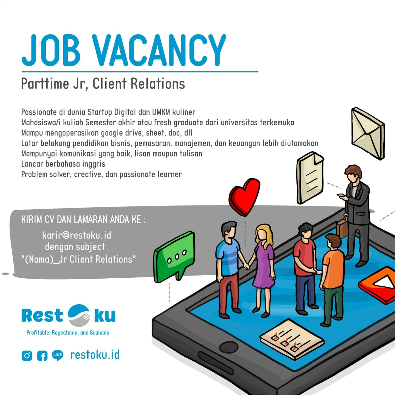 Lowongan Kerja Part Time Jr.Client Relation di Restoku - Portal Info