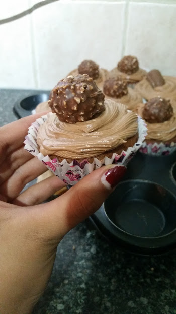 Ferrero Rocher Cupcakes with Nutella Frosting