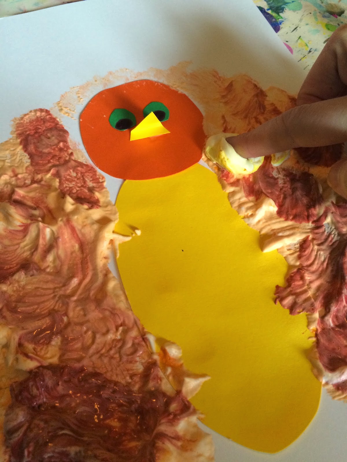 Mini Monets and Mommies: Thanksgiving Turkey Art with Sensory Shaving Cream
