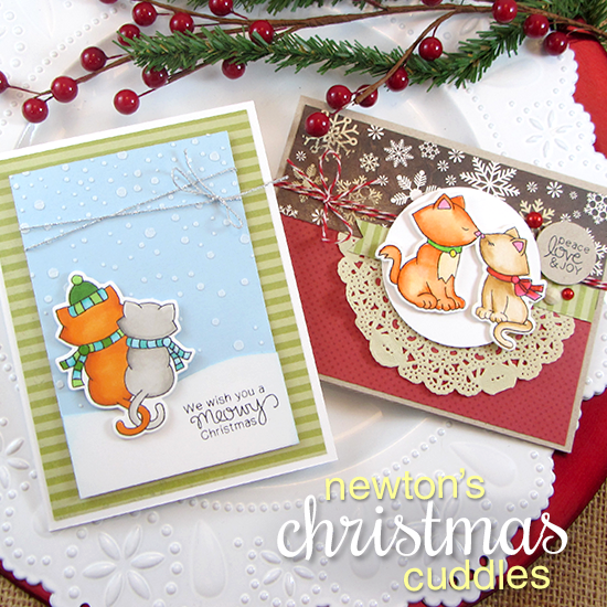 Cat Christmas Cards by Jennifer Jackson | Newton's Christmas Cuddles Stamp & Die set by Newton's Nook Designs #newtonsnook