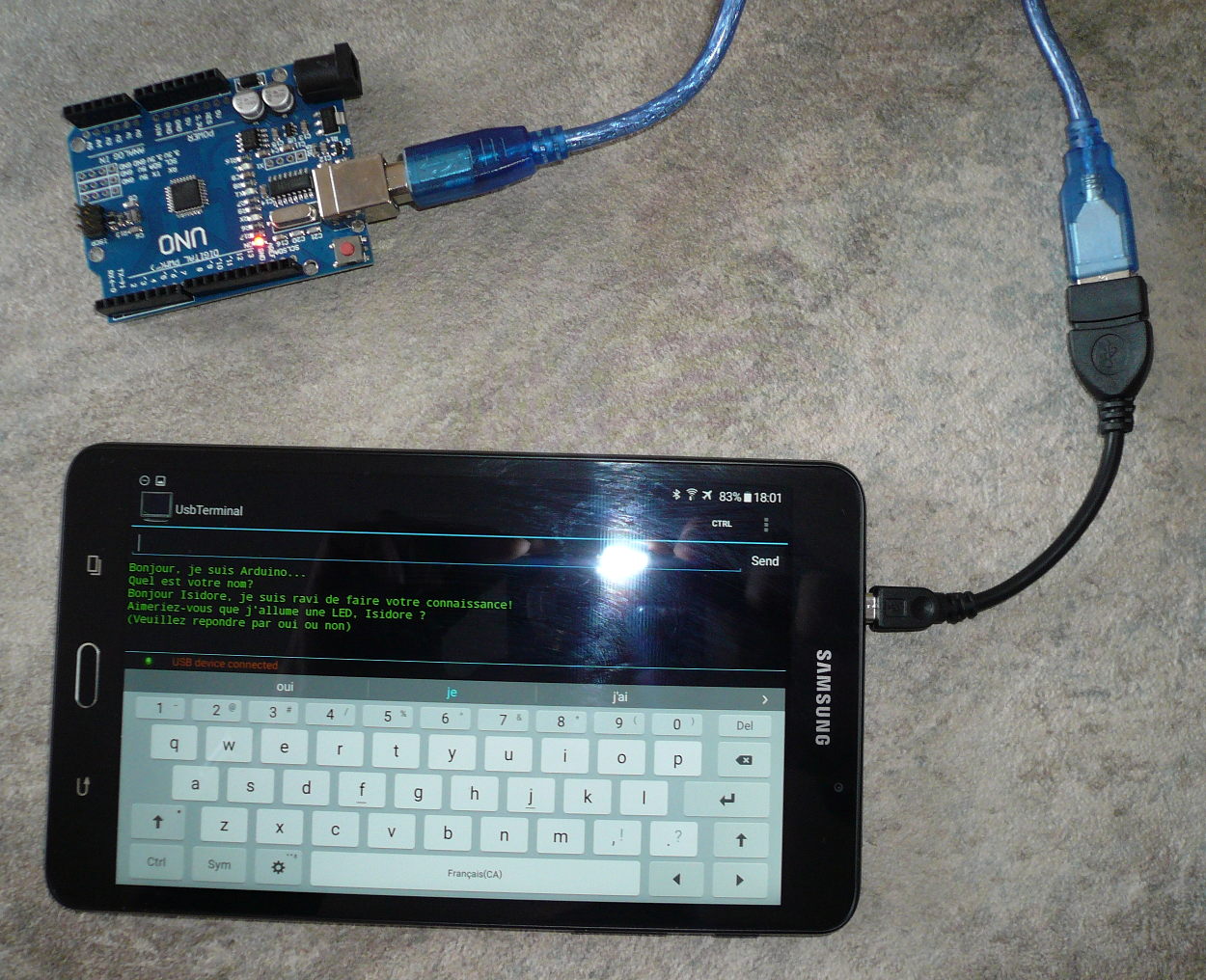 usb entre arduino et tablette android