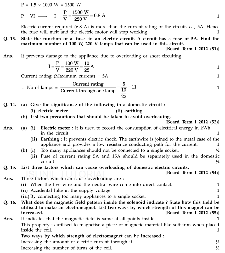 effect of Electric current class 10 solved questions
