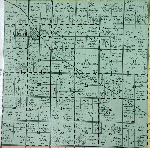 Sutton Nebraska Museum 1925 Plat Map of Glenvil Township, Clay County