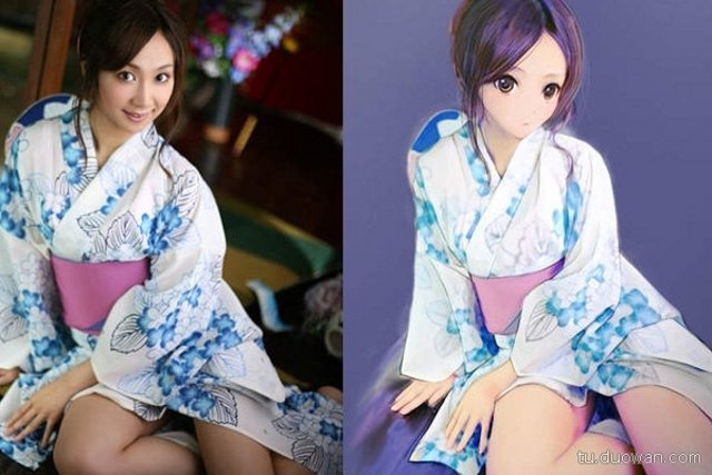 Anime vs Real: kobieta ubrana w Yukatę