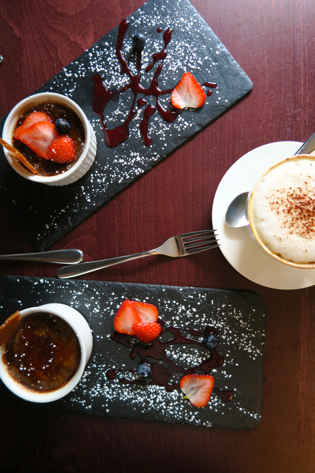 Raspberry and chocolate creme brûlée