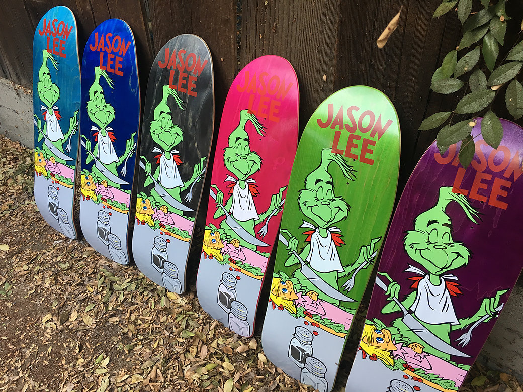 New Board Art: Jason Lee 'Grinch Feast' by Andy Jenkins | Skate Culture