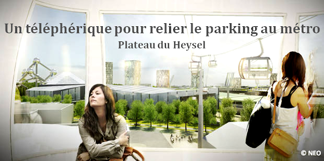 Plateau du Heysel - Bruxelles - Le retour du téléphérique pour relier le parking au site du Heysel et aux stations de métro - Bruxelles-Bruxellons