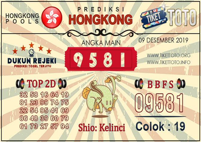 Prediksi Togel HONGKONG TIKETTOTO 09 DESEMBER 2019