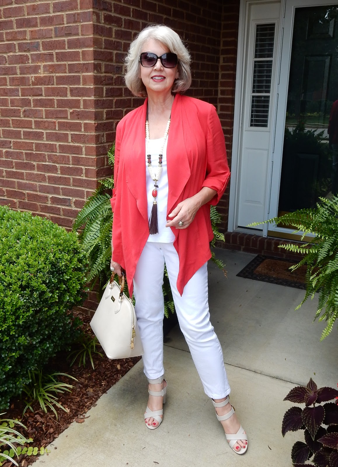 Fifty, not Frumpy: Coral Red with White