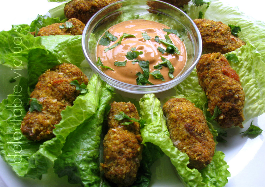 Delectable Victuals Baked Chipotle Turkey Croquettes in Lettuce Wraps