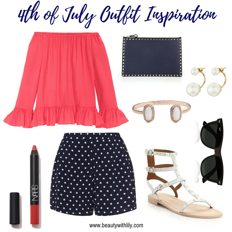 July 4th Outfit Ideas | White Polka Dots with Pops of Red 