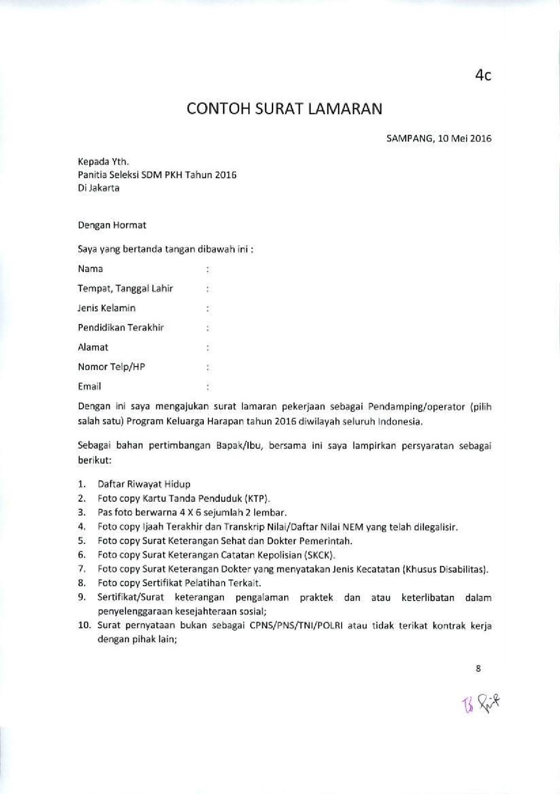 Contoh Surat Lamaran Kerja Di Optik