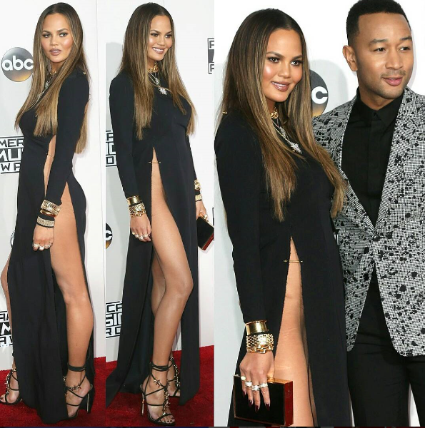 Chrissy Teigen Attends The 2016 Ama In A Very High Slit