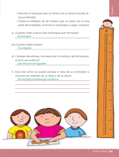 Respuestas Apoyo Primaria Desafíos Matemáticos 5to. Grado Bloque II Lección 31 El romboide