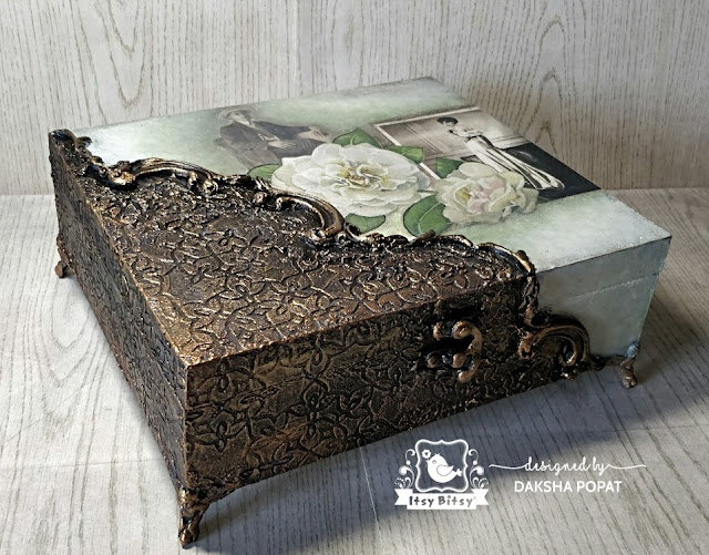Vintage style Decoupage box with mixed media