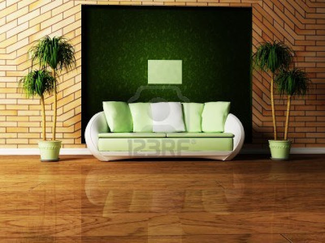 modern interior design of living room with a sofa and the plants
