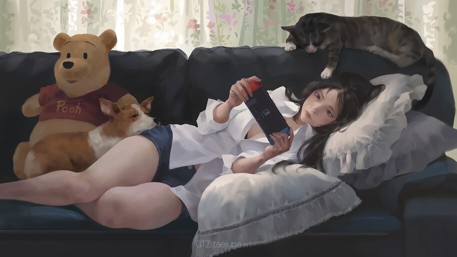 Gamer, Anime, Girl, Nintendo Switch, 4K, #6.1252