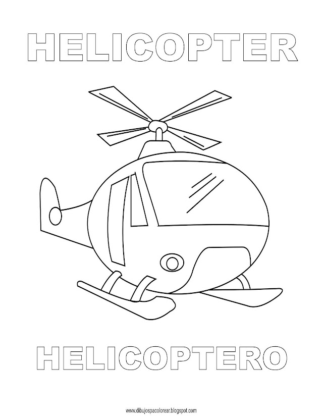 Dibujos Inglés - Español con H: Helicoptero - Helicopter
