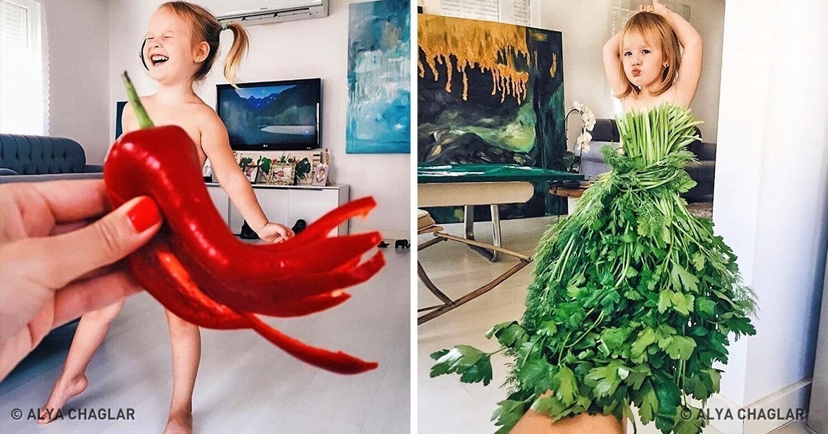 17 Artistic Pictures Of 4-Year-Old Girl 'Wearing' Dresses Made Of Fruits