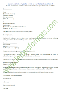 Authority Letter to Pick up My Medical Result Report (Sample) Authority Letter to Pick up My Medical Result Report (Sample)