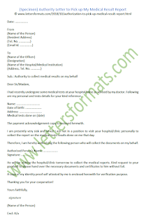 authorization letter to pick up medical result