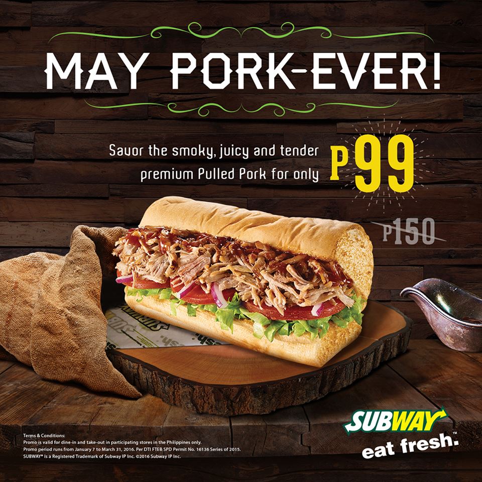 Manila Shopper Subway Pulled Pork Sandwich Promo JanMar 2016