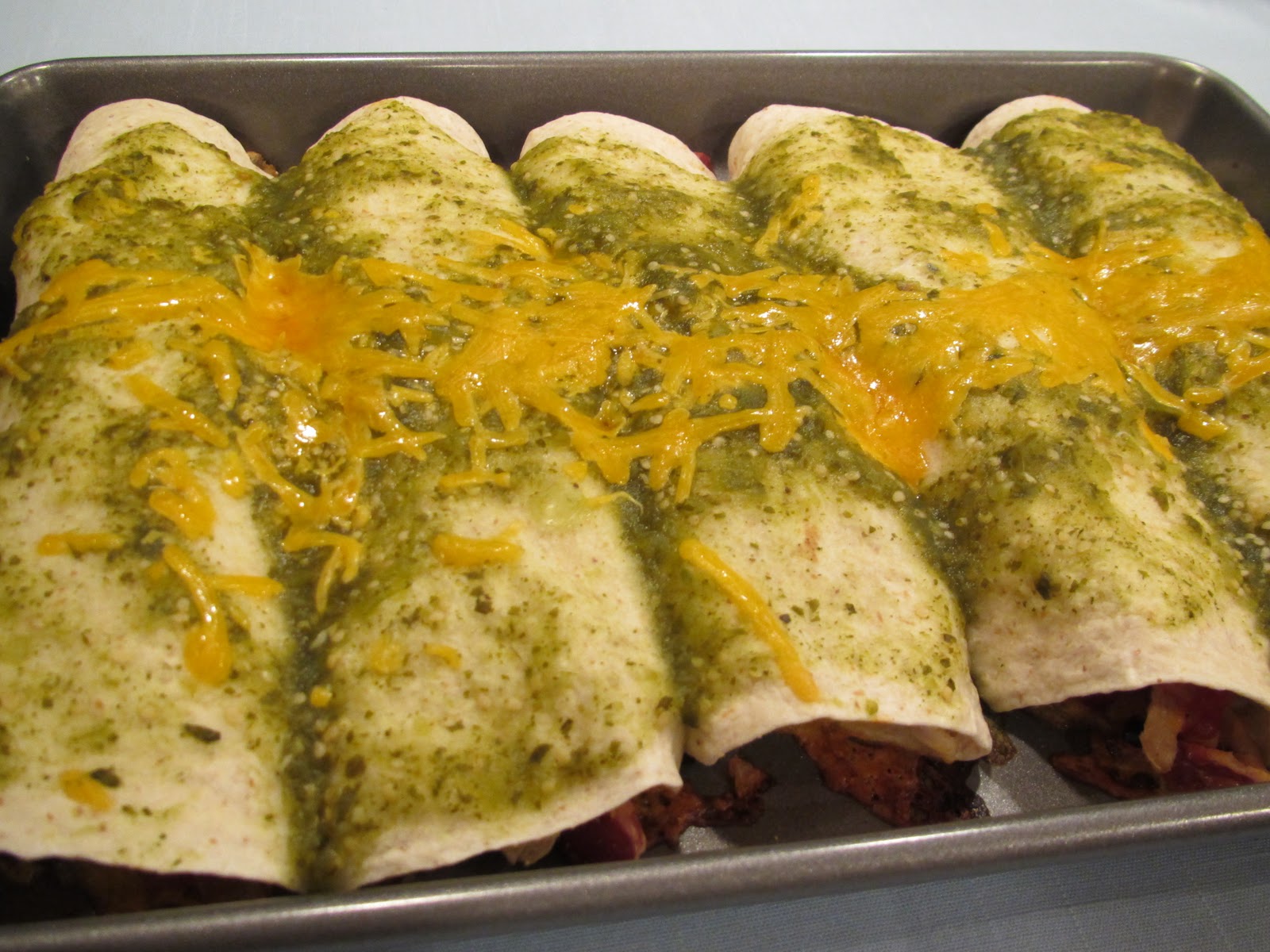 Pammi Cakes Recipes Baked Burritos with Tomatillo Salsa Verde Recipe