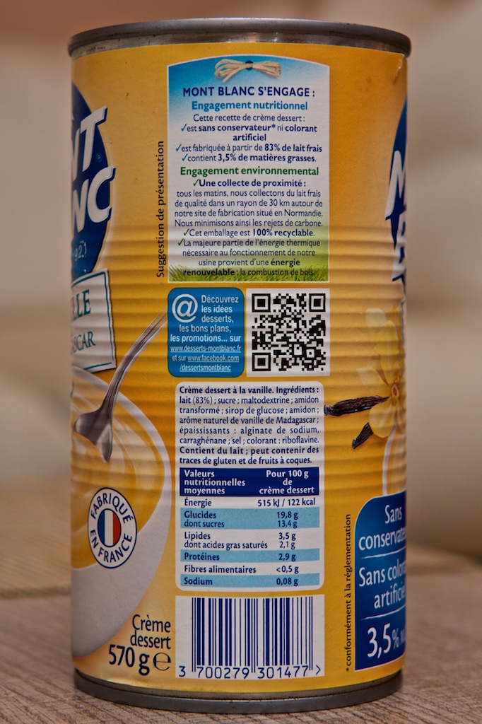 Creme Dessert Saveur Vanille De Madagascar 570g Par Mont Blanc