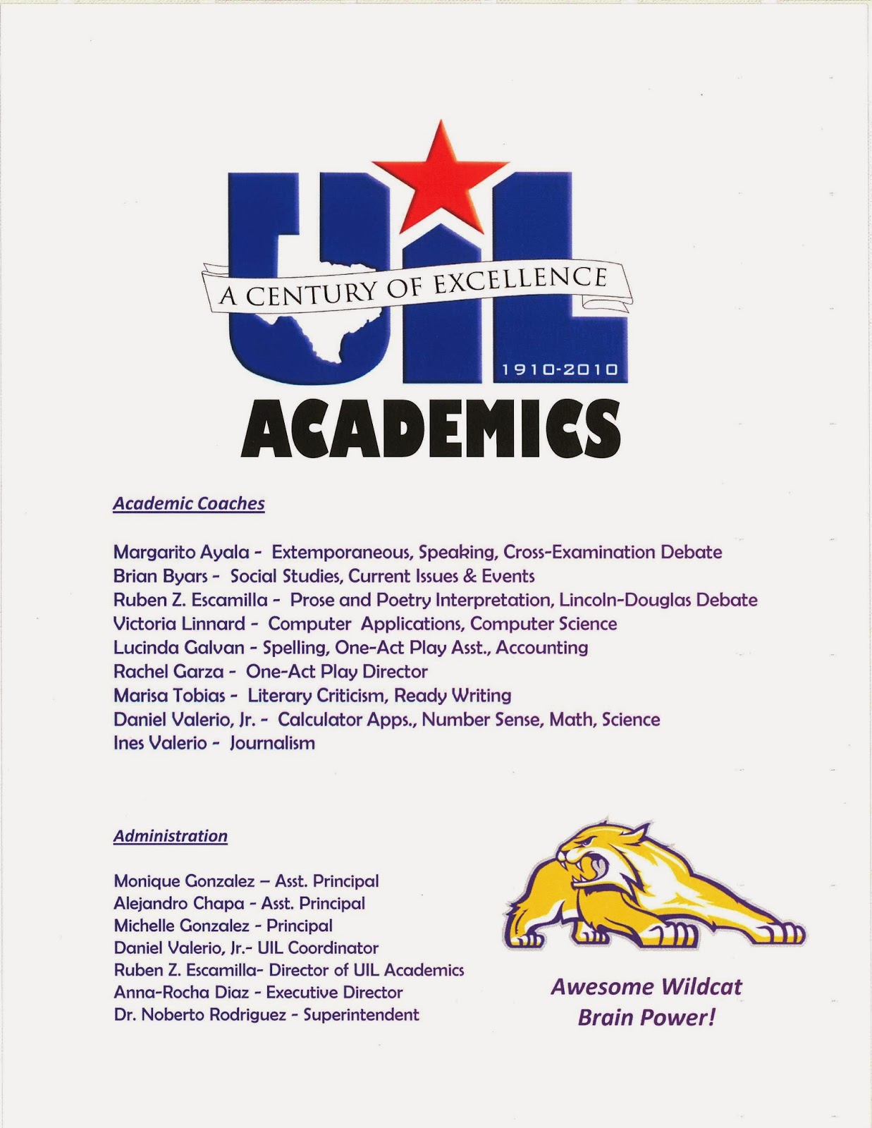 Wildcat UIL Blog October 2013