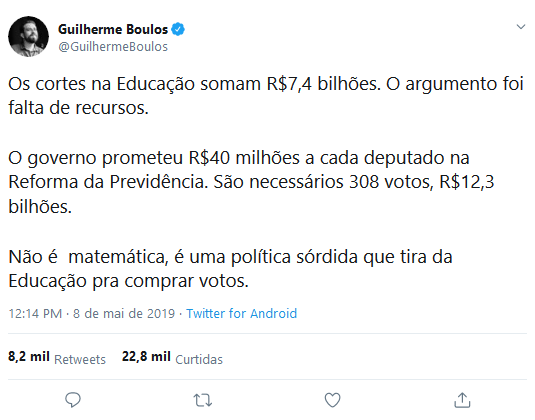 Print do tweet de Boulos