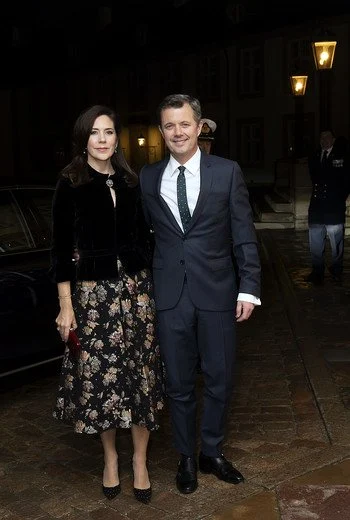 Crown Princess Mary wore Rochas Black Pleated Jacquard Skirt