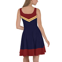 Red and Blue Skater Dress Back Design Inspired by Captain Marvel Costume Cosplay by Brie Larson