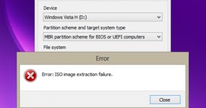 rufus iso imagfe extraciton failure