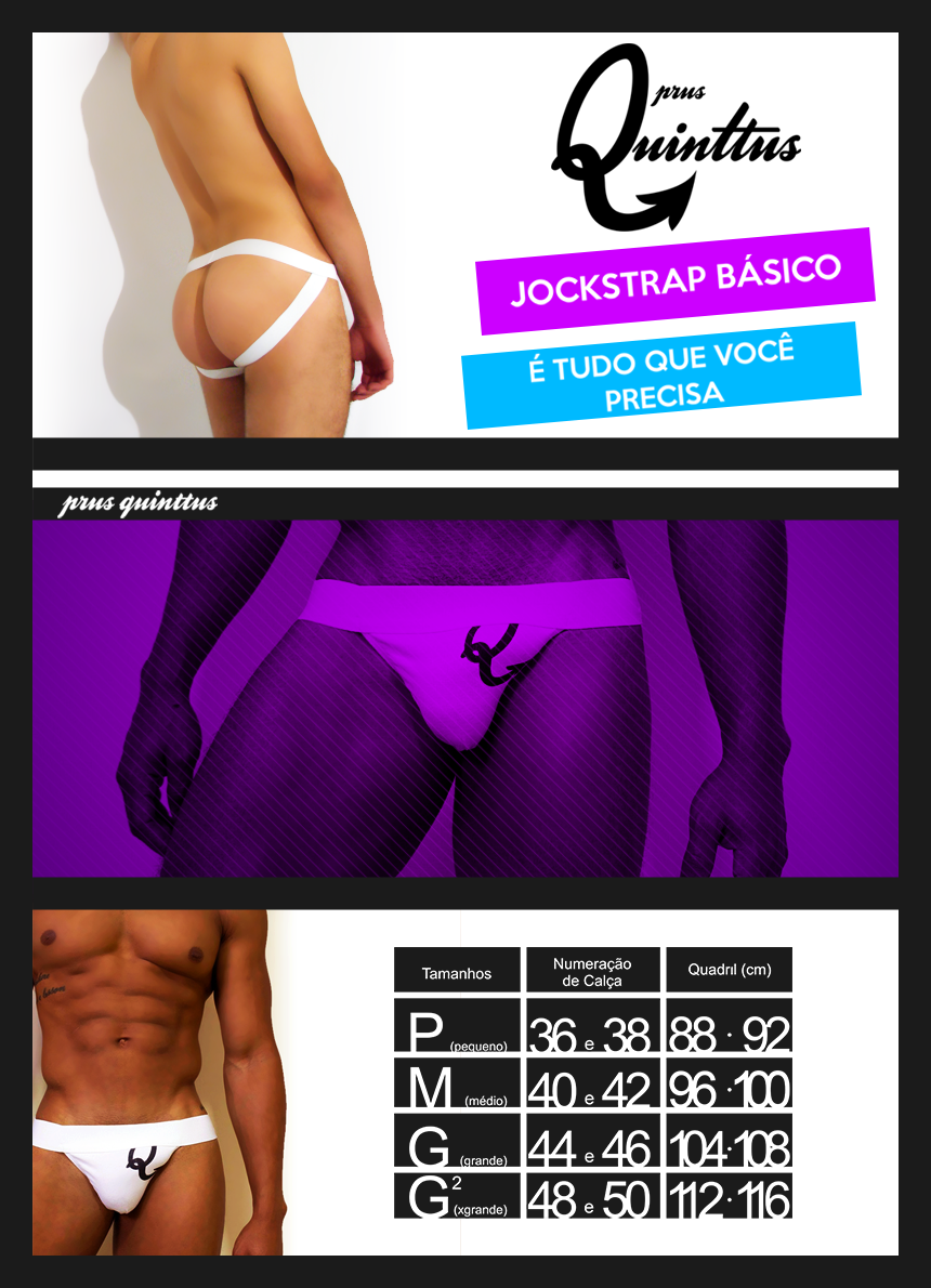 Cueca Jockstrap (Suporte Atlético) Básico Branco Prus Quinttus