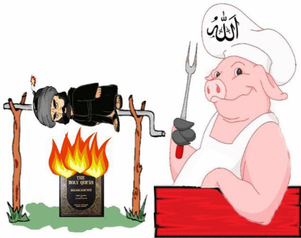 Muslim%2BPig%2BPorkollah%2BBBQ%2BMuhammad%2Bon%2BQuran%2BFire%2BAnime.gif
