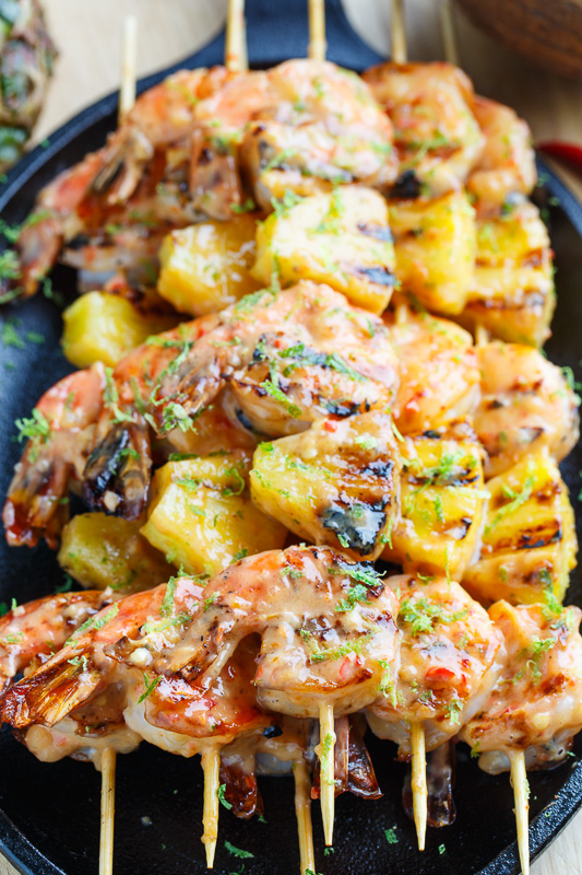 Grilled Coconut and Pineapple Sweet Chili Shrimp on Closet Cooking