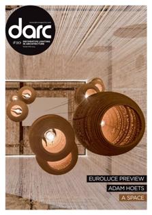 darc magazine. Decorative lighting in architecture 10 - March & April 2015 | ISSN 2052-9406 | TRUE PDF | Bimestrale | Professionisti | Architettura | Design | Illuminazione | Progettazione
darc magazine is a dedicated international magazine focused on decorative lighting design in architecture. Published five times a year, including 3d – our decorative design directory, darc delivers insights into projects where the physical form of the fixtures actively add to the aesthetic of a space. In darc magazine, as with sister title mondo*arc, our aim remains as it has always been: to focus on the best quality technology, projects and products and to hear from those on the forefront of creative design.