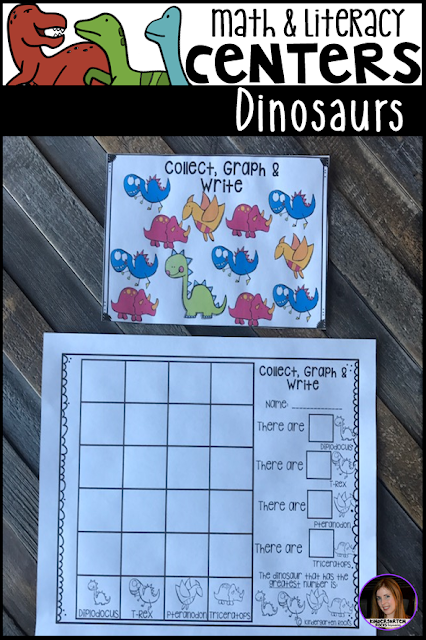 The boys and girls will count dinosaurs  and graph them.