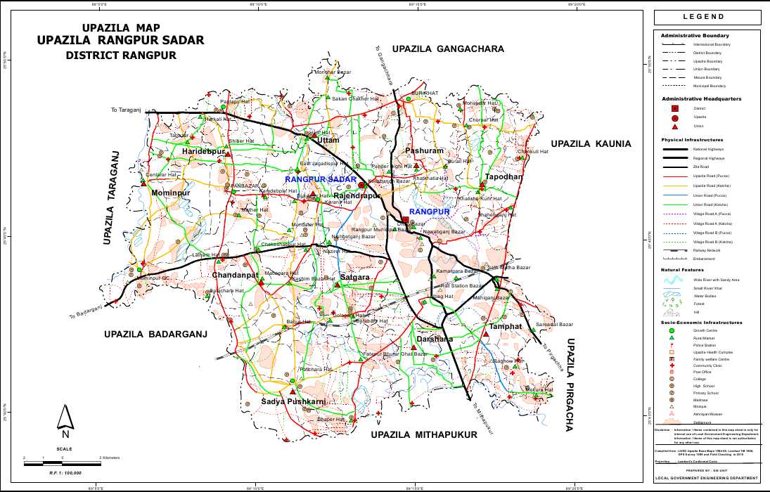Rangpur Sadar Upazila Map Rangpur District Bangladesh