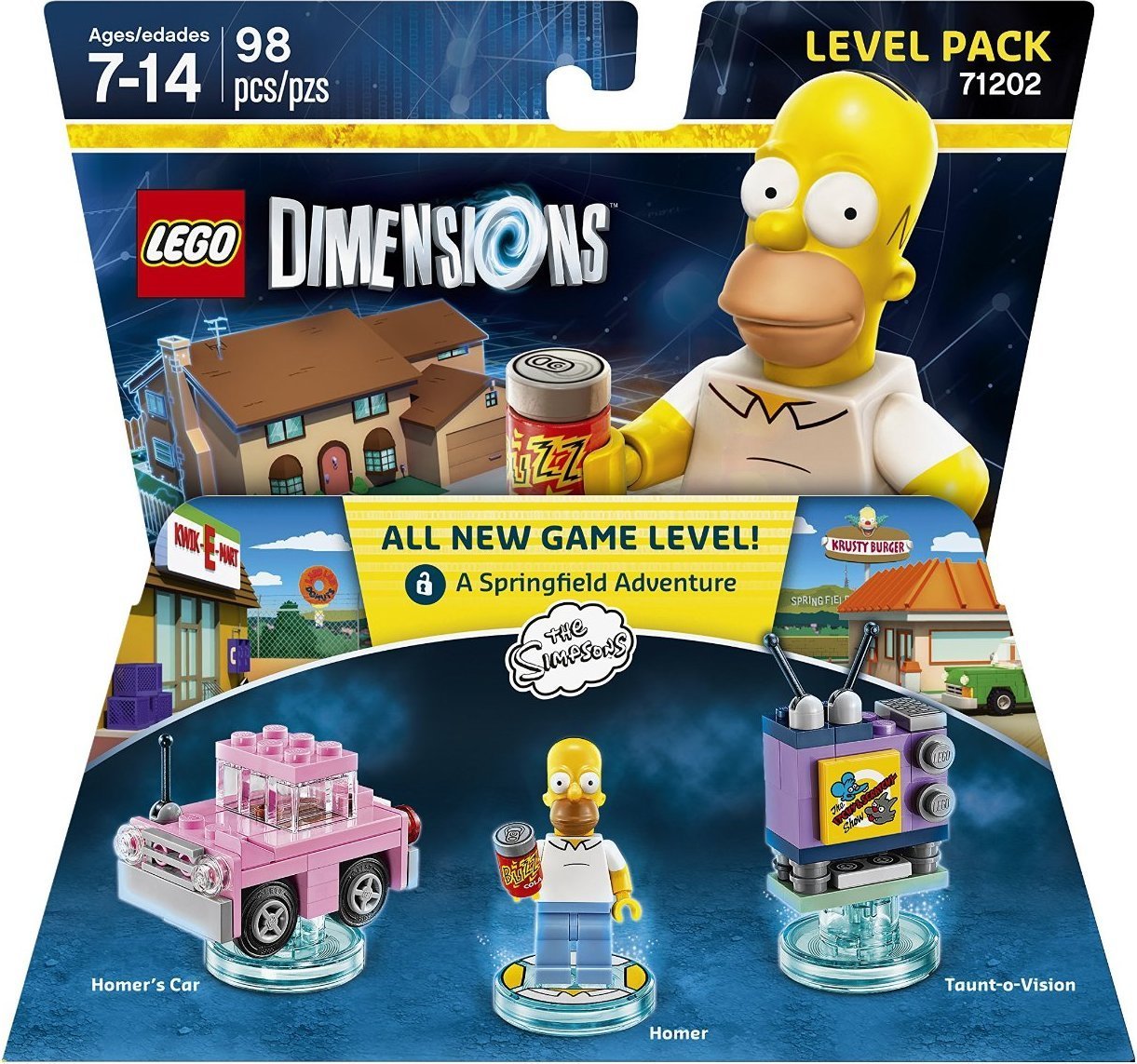 New Lego City Homer Simpson Minifig Minfigure w// New Custom Pink Car