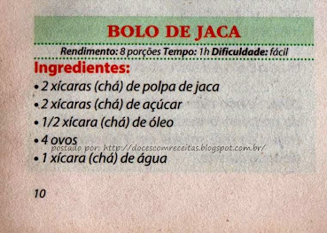 RECEITA DE BOLO DE JACA
