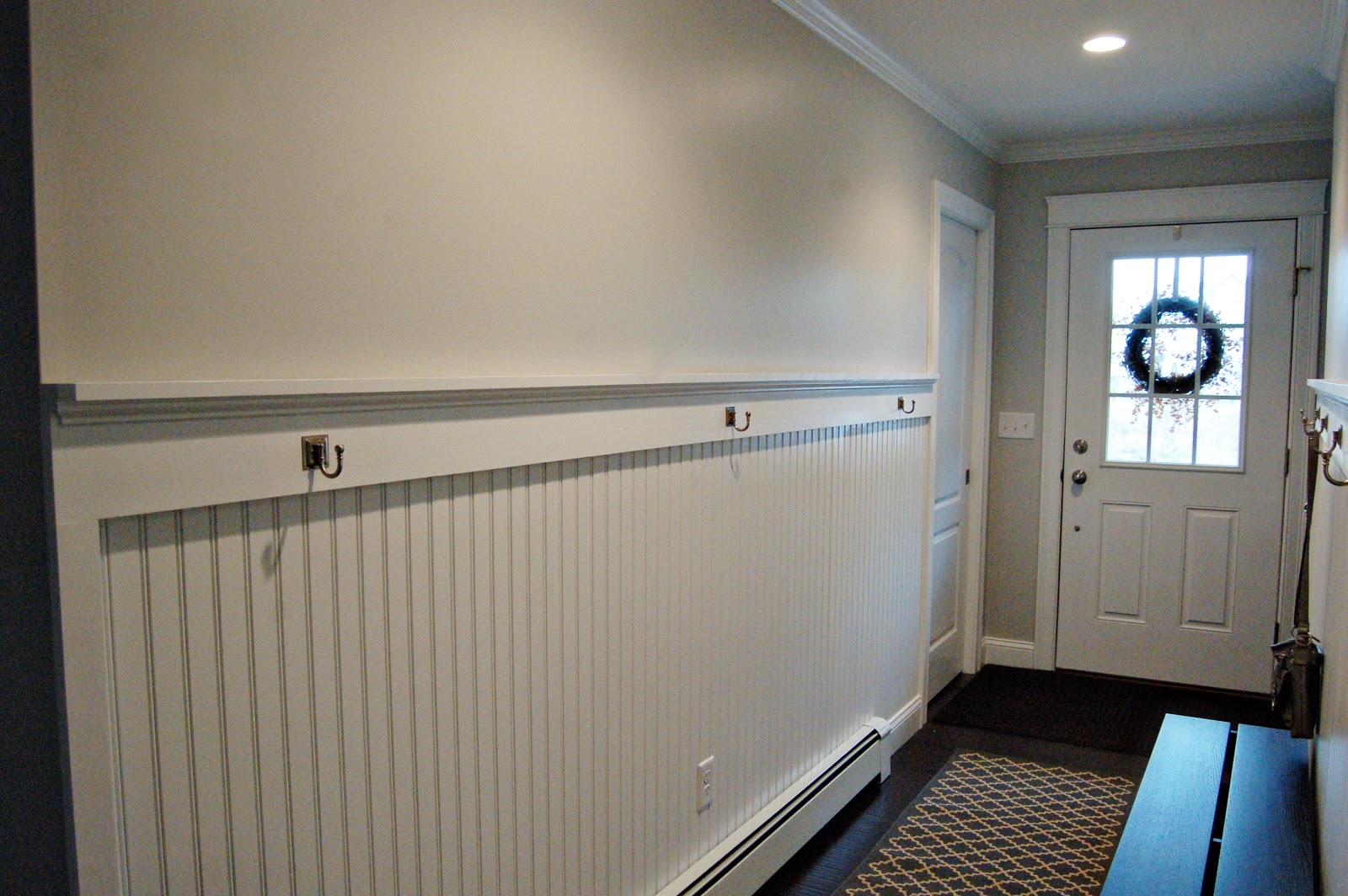 Colorful Beadboard Wainscoting at our Small Mudroom - Sprucing Up Mamahood