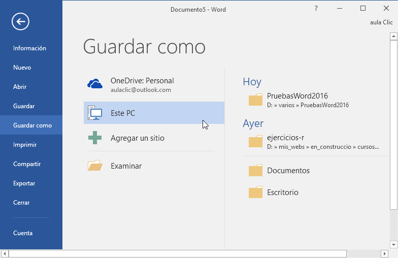 Configura Office para que guarde los documentos en una carpeta ...