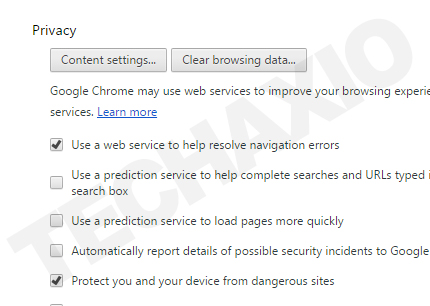 Privacy Settings Area Privacy Settings Area