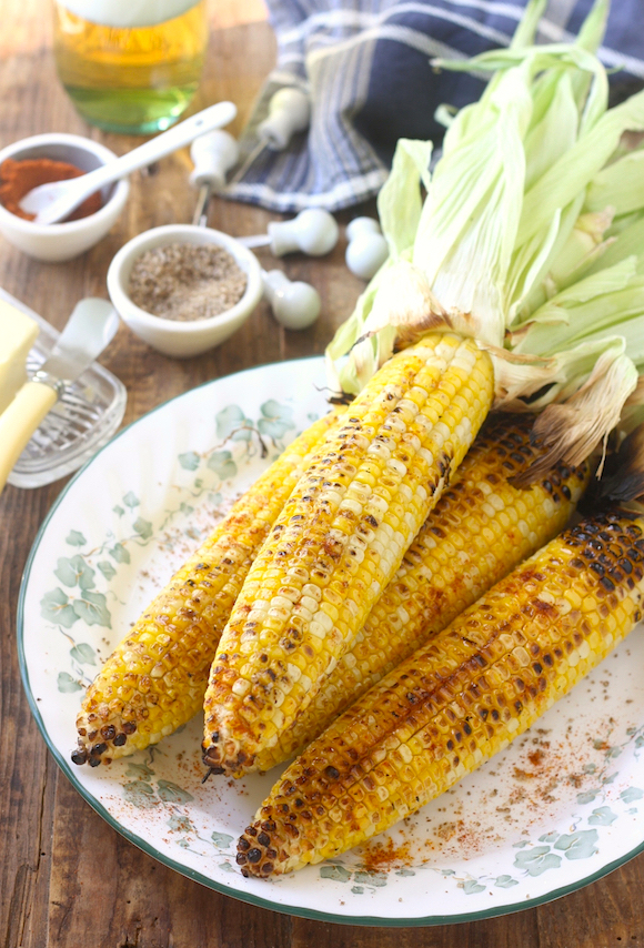 Grilled Corn with Sichuan Pepper Salt & Smoked Serrano Chili Powder by SeasonWithSpice.com