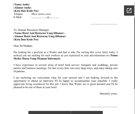 Contoh Surat Lamaran Kerja Receptionist Dalam Bahasa Inggris Dan Artinya Contoh Seputar Surat