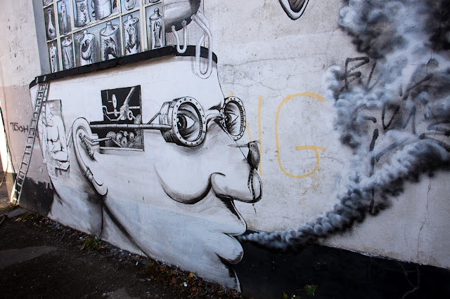 Street Art Collaboration By Phlegm And Run For Empty Walls Urban Art Festival 2013 In Cardiff, Wales. 4