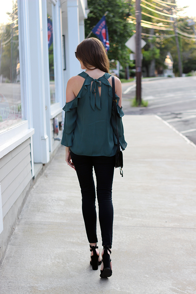 ruffle cold shoulder top