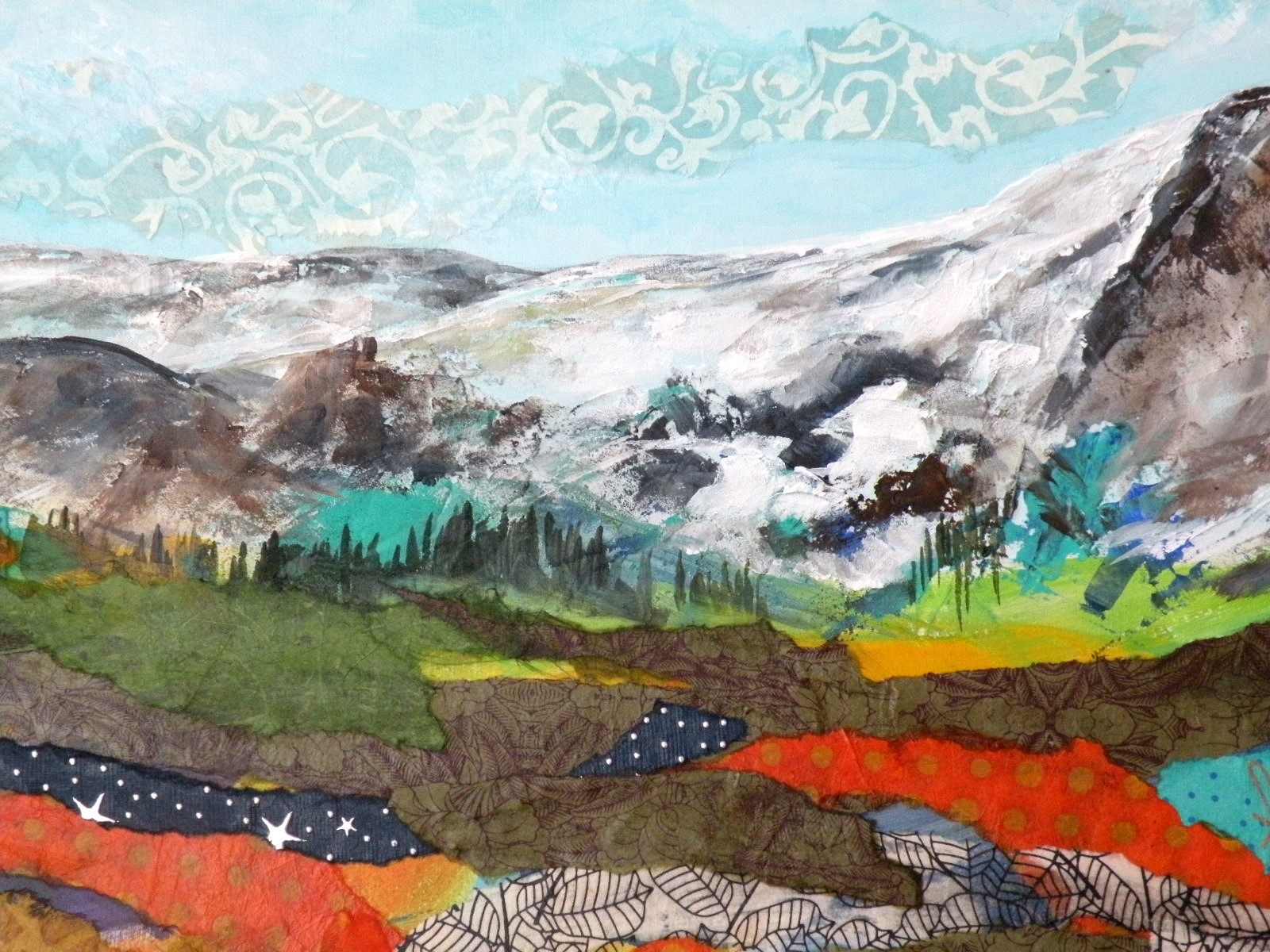 ART FOR LIFE "MT. EVANS PANORAMA II" ORIGINAL MIXED MEDIA LANDSCAPE